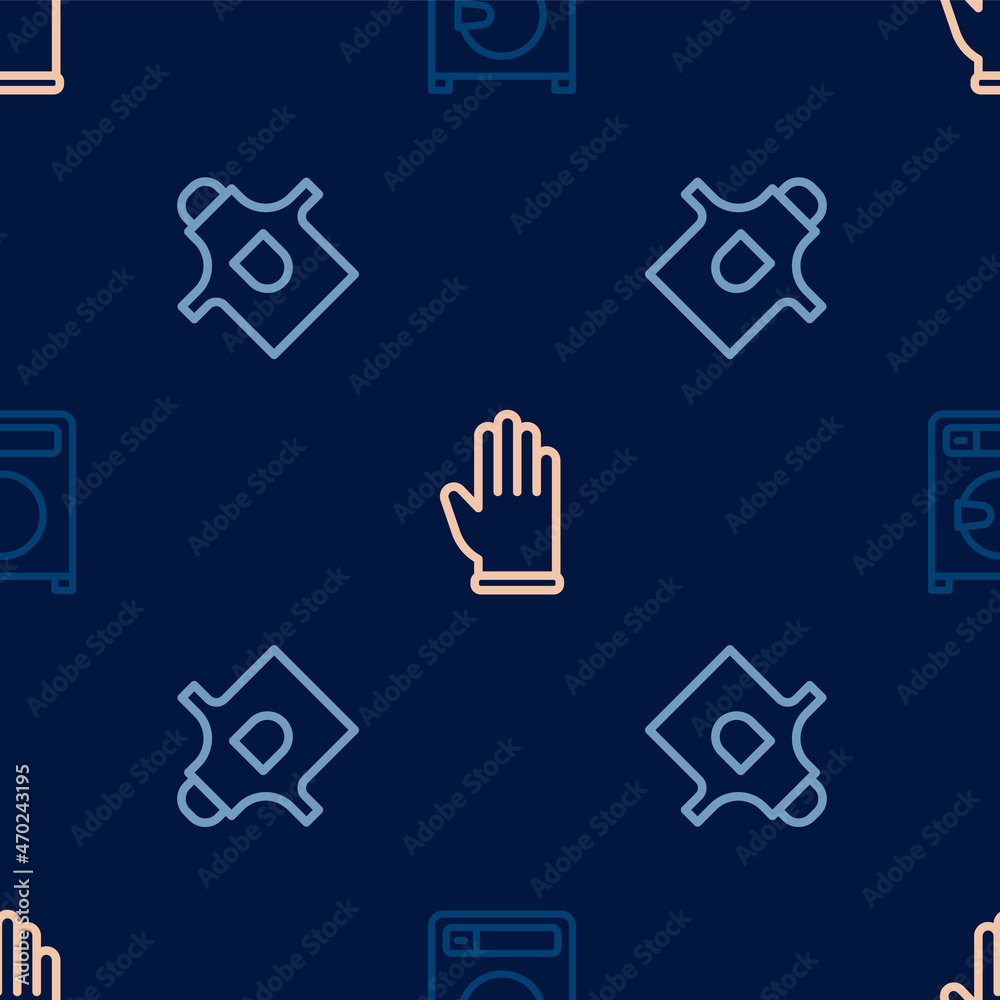 Set line Washer, Kitchen apron and Rubber gloves on seamless pattern. Vector Set line Washer, Kitchen apron and Rubber gloves on seamless pattern. Vector