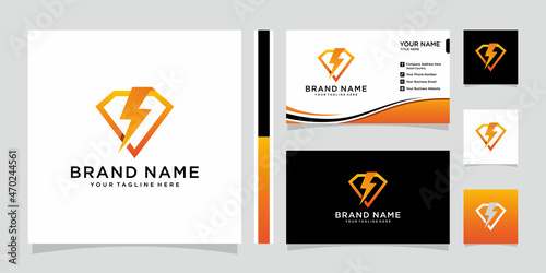 Creative Volt Logo Design Vector with business card design.