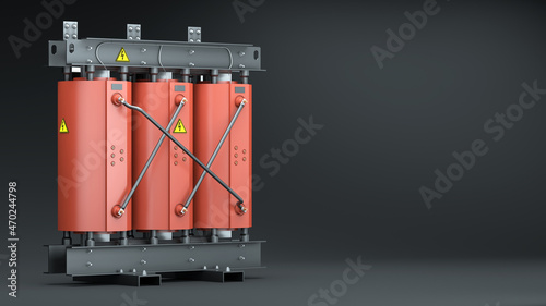 Schilderij op canvas Power transformer for electric power industry on a dark background