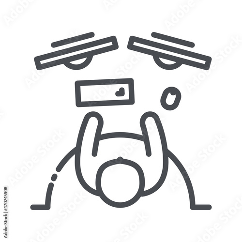 Vector line icon of an office worker top view isolated