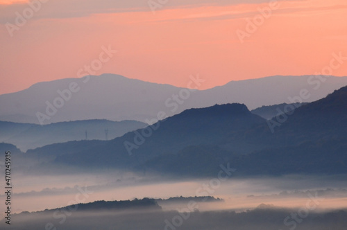 Foothills of the Balkan mountains at dawn