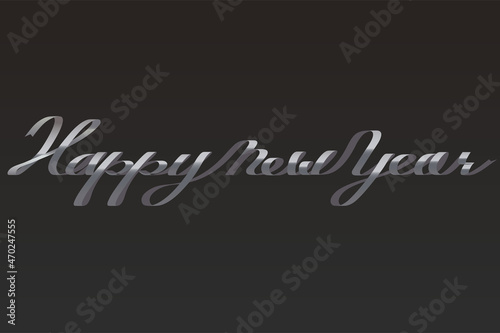 銀のリボンで描かれた「Happy new year」のテキストグラフィック