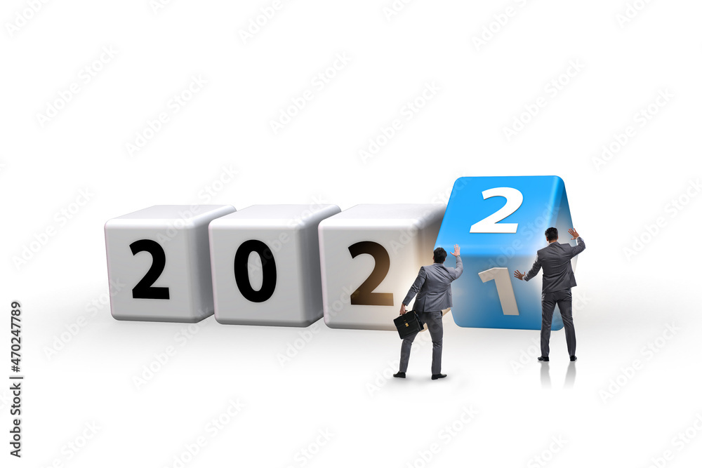 Concept of year 2021 turning to 2022 Concept of year 2021 turning to 2022