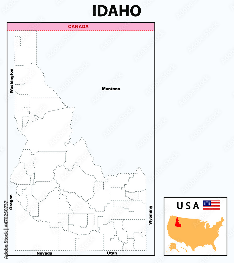 Idaho Map Political Map Of Idaho With Boundaries In Outline Stock 1000 F 470250737 ULfoVPm8KD9pCeEP9rClATdab0IbOQSl 