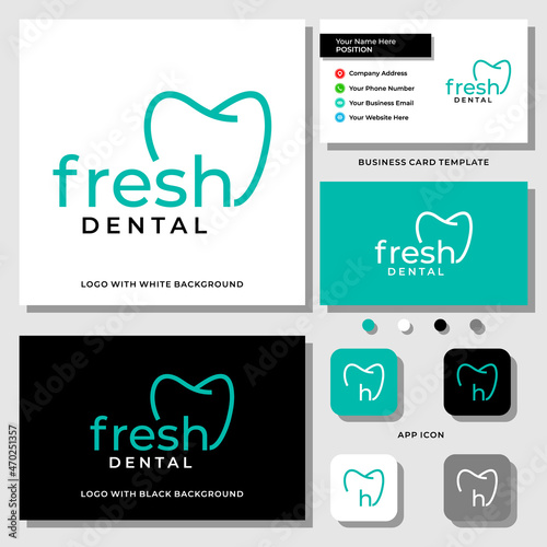 Wordmark fresh dental logo design with business card template.