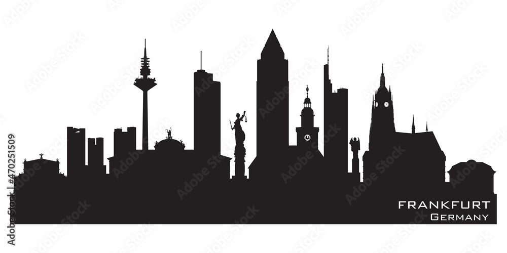 Frankfurt Germany city skyline vector silhouette