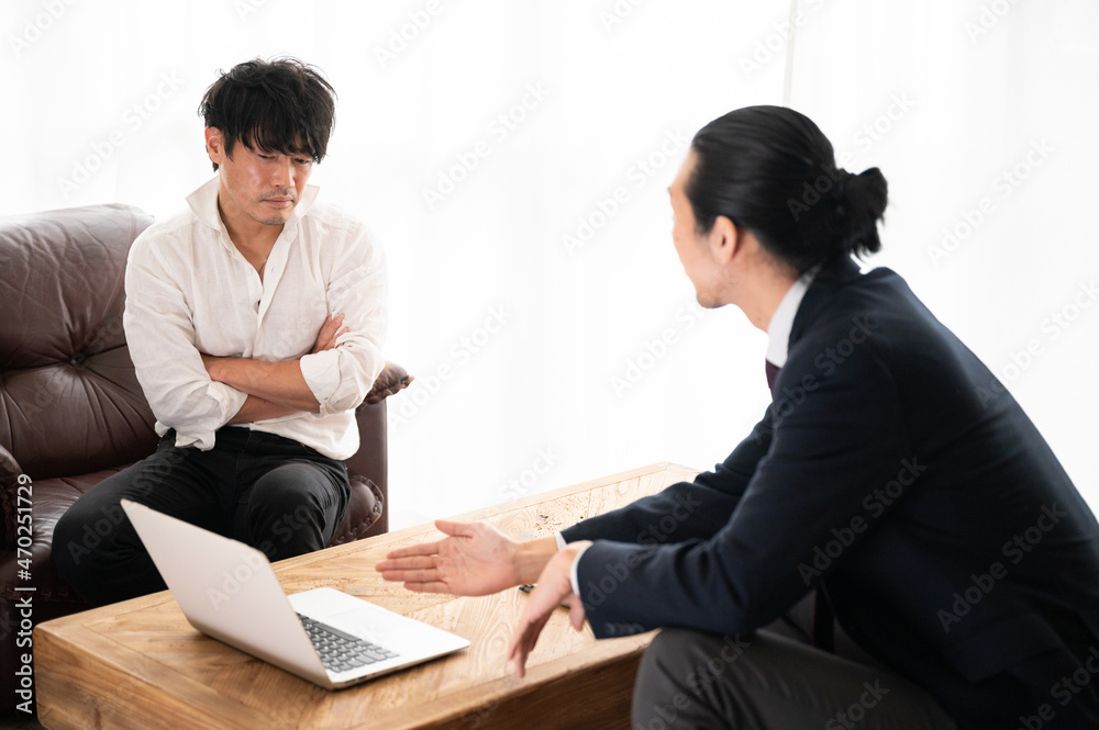 Asian image like a representative of the office talking to the sales person Copy space Asian image like a representative of the office talking to the sales person Copy space