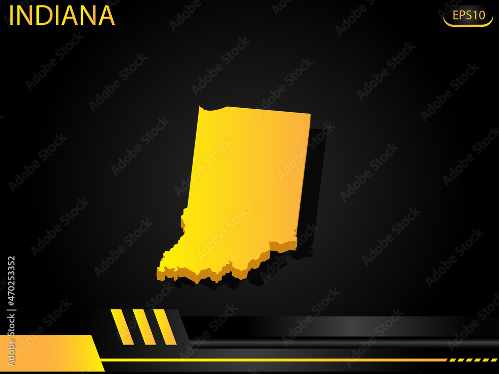 isometric map yellow of Indiana on background yellow black frame design innovation concept. for text and message artwork design.Vector Illustration. isometric map yellow of Indiana on background yellow black frame design innovation concept. for text and message artwork design.Vector Illustration.