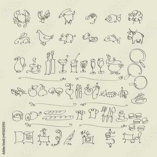 Fine restaurant icons. cafe vector pictograms