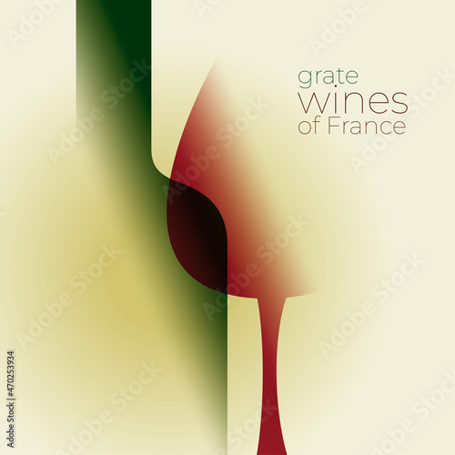 Wine poster. Bottle and glass of wine silhouette