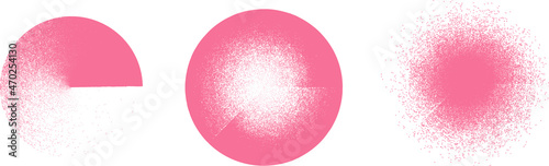 Distorted geometric shape . Minimal art design . Noise destroyed circle logo . Trendy defect error shapes . Glitched frame .Spray effect .Grunge texture . Distressed element .vector 