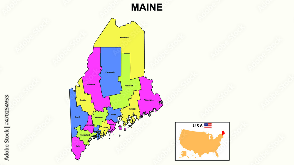 Maine Map. District map of Maine in 2020. District map of Maine in