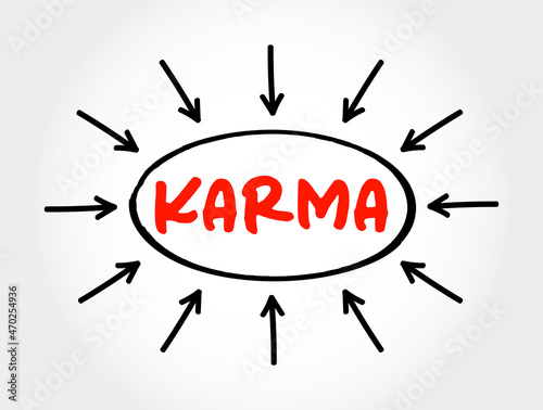 Karma text with arrows, concept for presentations and reports