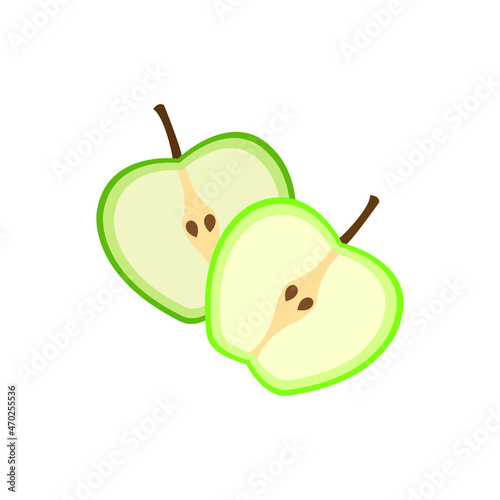 Apple vector icon, two halves of an apple, half of apple vector icon