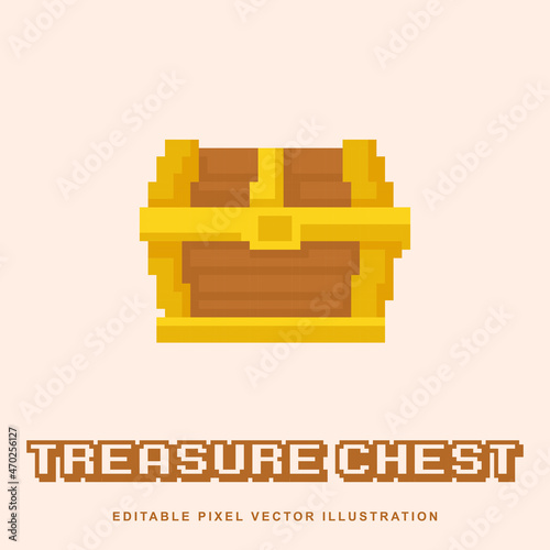 Pixel chest creative design icon vector illustration for video game asset, motion graphic and others