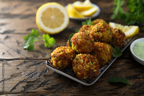 Fototapeta Naklejka Na Ścianę i Meble -  Traditional homemade falafel on a plate
