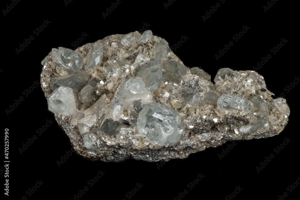 Macro stone aquamarine mineral on a black background Macro stone aquamarine mineral on a black background