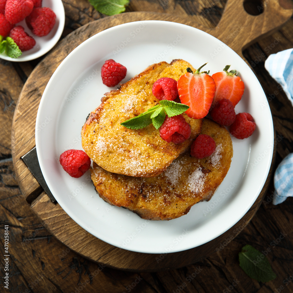 Homemade French toast with fresh berries Homemade French toast with fresh berries
