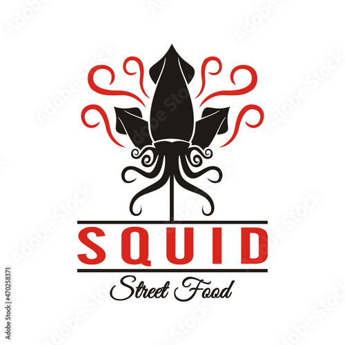 squid restaurant and cafe logo vector illustration - brand mascot food business - street food