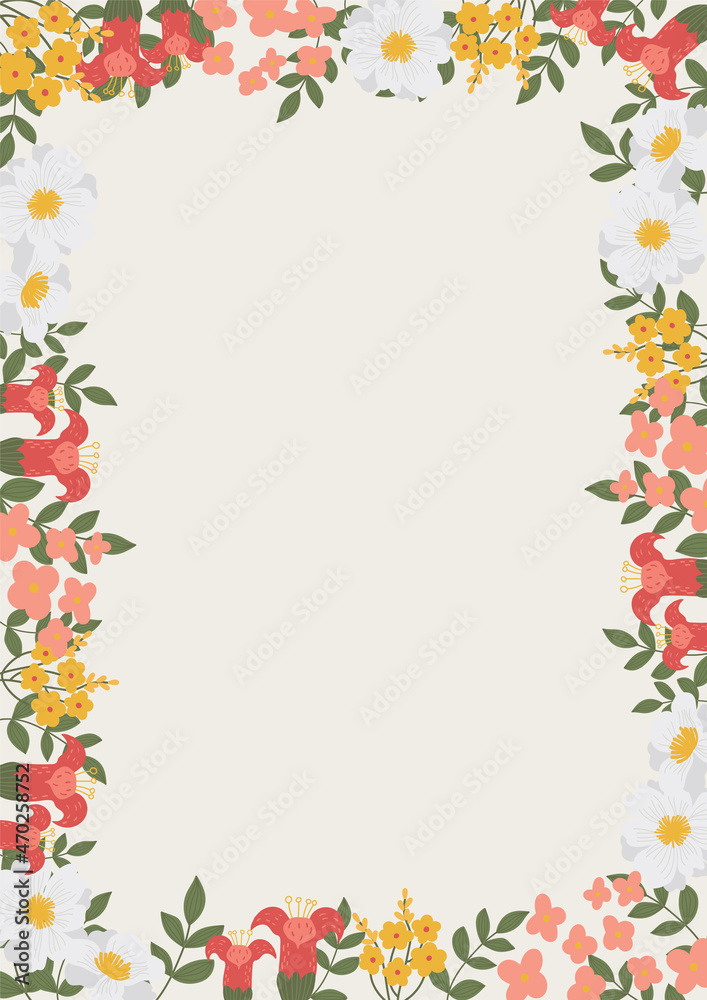 Vector illustration of a floral rectangle frame with flowers. Frame for text, suitable for postcard, wedding invitation, thank you card.Vector border
Vector illustration of a floral rectangle frame with flowers. Frame for text, suitable for postcard, wedding invitation, thank you card.Vector border