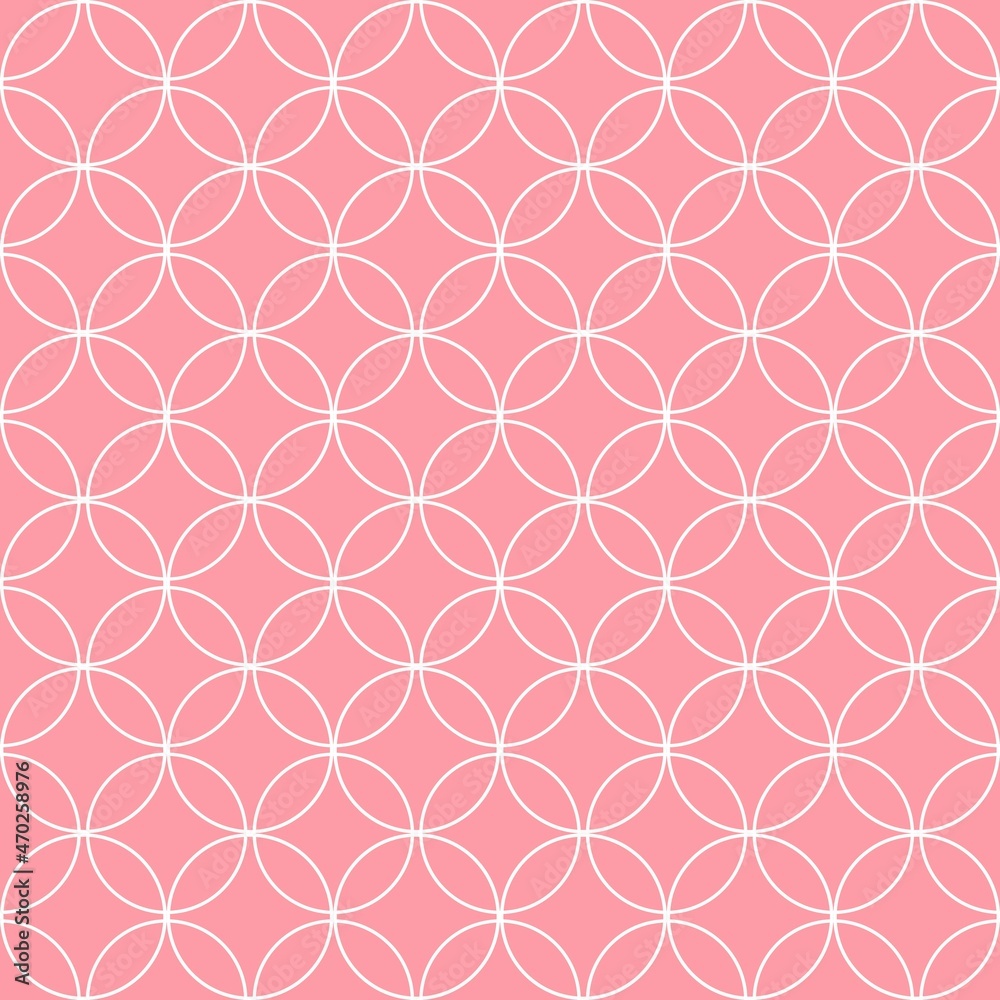 White line circles seamless pattern on the pink background. Vector illustration. Wrapping paper. White line circles seamless pattern on the pink background. Vector illustration. Wrapping paper.