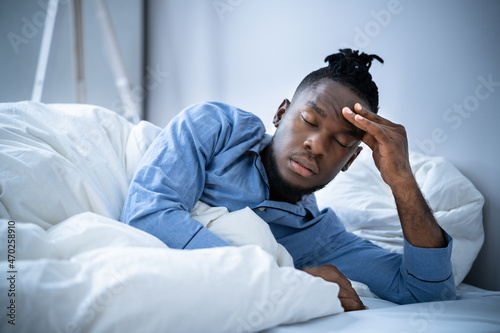 Sick African American Man With Headache