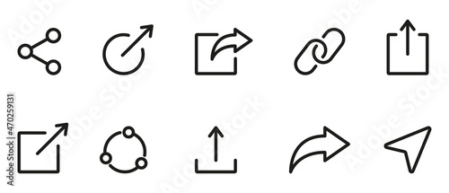 Share Link Button Line Icon. Publish Symbol in Social Media Linear Pictogram. Arrows, Square, Chain Share Link Sign for Website Outline Icon. Editable Stroke. Isolated Vector Illustration