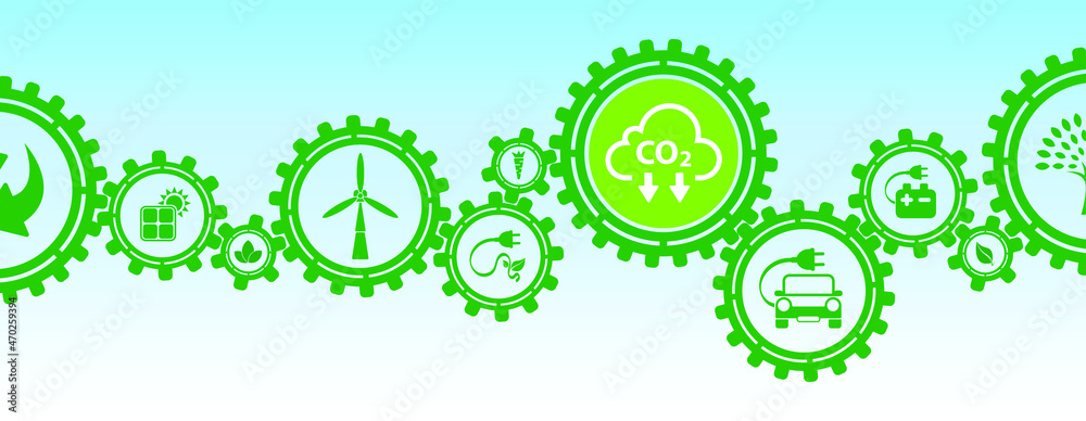 reducing CO2 emissions to stop climate change. green energy background