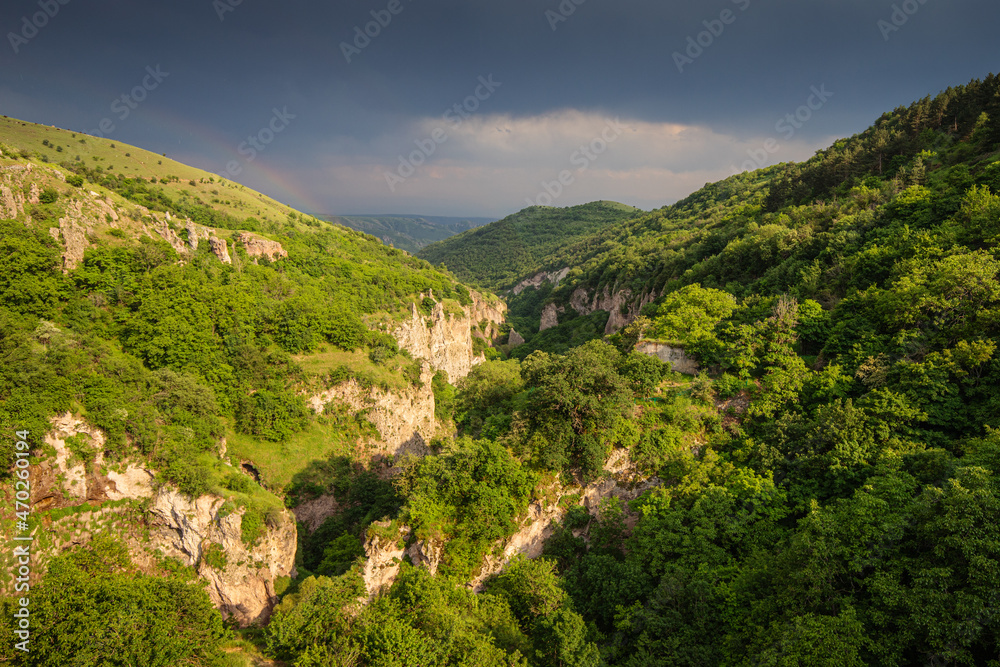 Mountain gorge near the ancient cave city in Khndzoresk, Armenia
