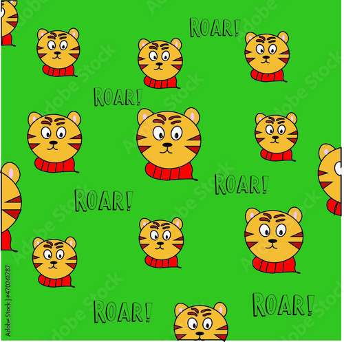 roar tiger pattern vector happy new year