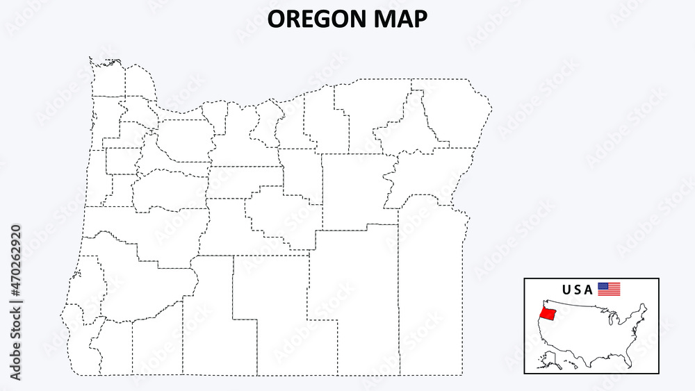 Oregon Map. State and district map of Oregon. Political map of Oregon