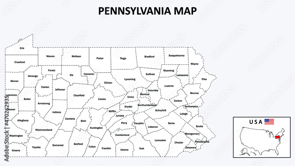 Pennsylvania Map. State and district map of Pennsylvania