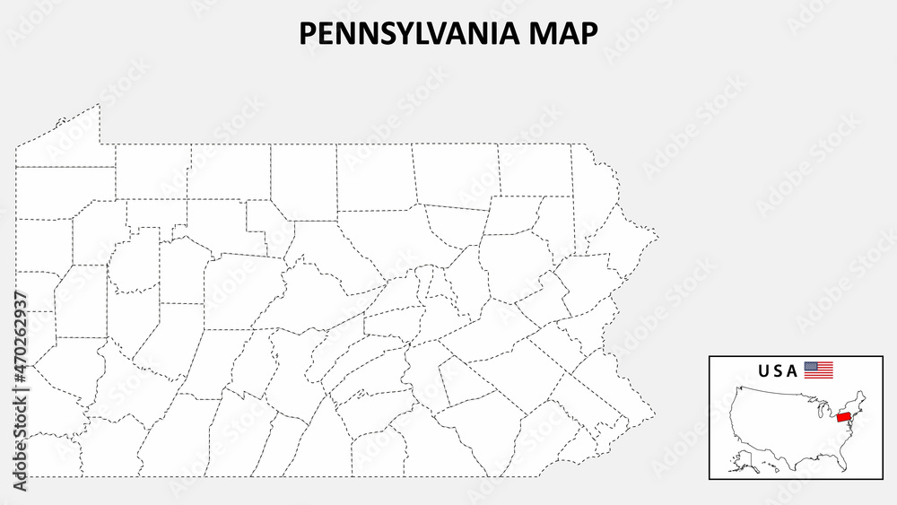 Pennsylvania Map. State and district map of Pennsylvania. Political map