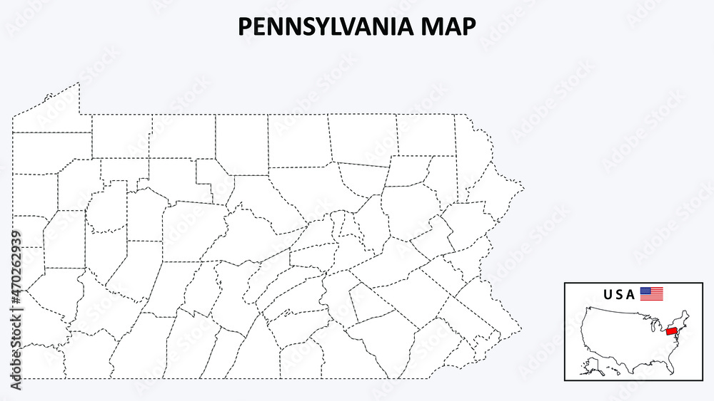 Pennsylvania Map. State and district map of Pennsylvania. Political map