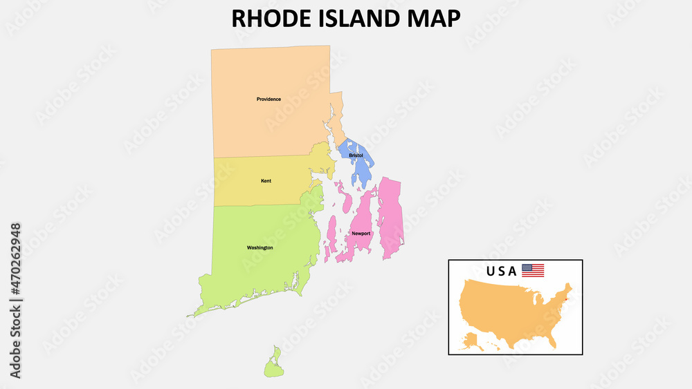 Rhode Island Map. District map of Rhode Island in District map of Rhode
