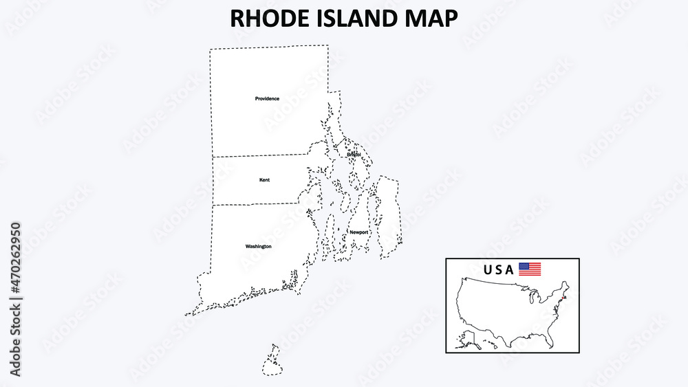 Rhode Island Map. State and district map of Rhode Island