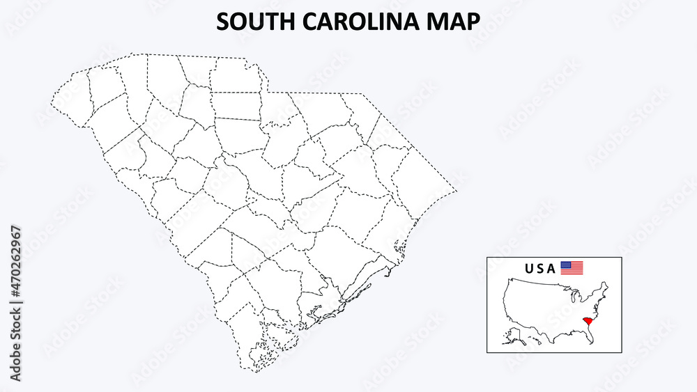 South Carolina Map. State and district map of South Carolina. Political