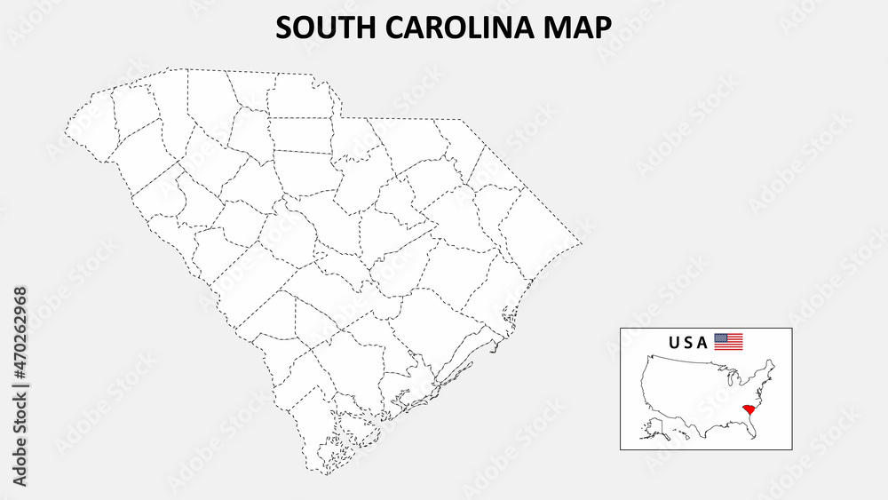 South Carolina Map. State and district map of South Carolina. Political map of South Carolina