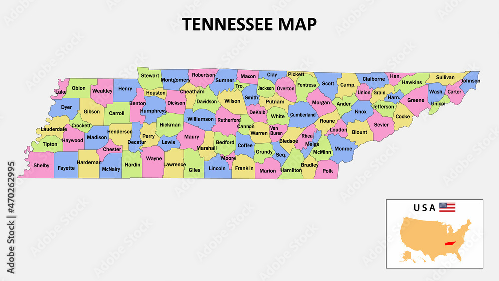 Tennessee Map. District map of Tennessee in District map of Tennessee
