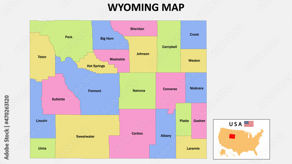 Wyoming Map. District map of Wyoming in District map of Wyoming in