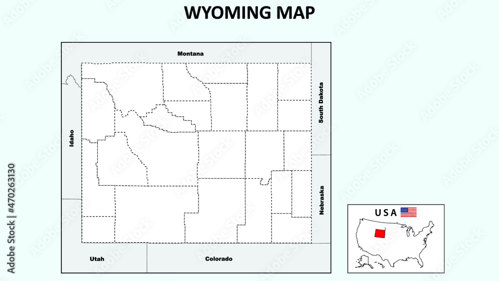 Wyoming Map Political Map Of Wyoming With Boundaries In Outline Stock   1000 F 470263130 WuNj3jnloZZNcgcHqjey1G5ZQgYzFkQQ 