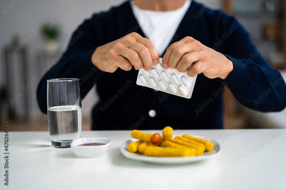 Pharmacy Pill Against Heartburn. Food Choice Pharmacy Pill Against Heartburn. Food Choice