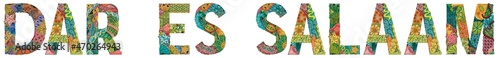Dar es Salaam is the largest city and former capital of Tanzania. Vector zentangle object for decoration