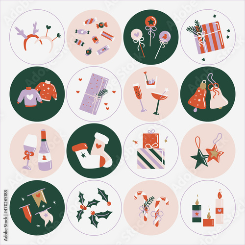 Set of Christmas highlight cover icons
