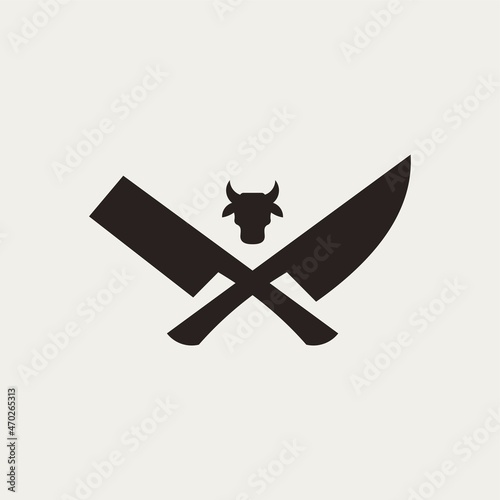 butcher knife simple logo. vector illustration for business logo or icon