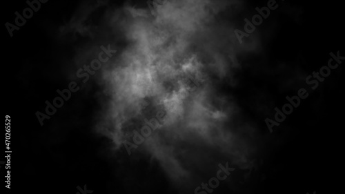 Fog and mist effect on isolated black background. Smoke texture.