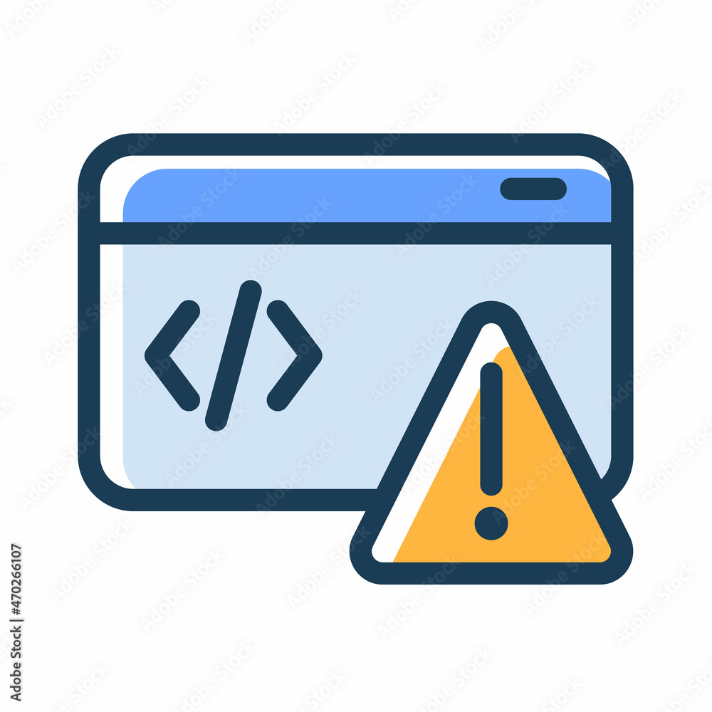 error message alert code program single isolated icon with dash or dashed line style error message alert code program single isolated icon with dash or dashed line style