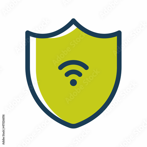 shield web security for wifi single isolated icon with dash or dashed line style photo