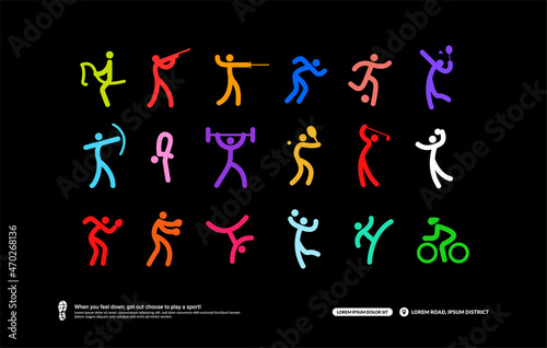 Set of sport icons tournament  Sport club logotype concept. Abstract sport symbol design vector illustrations.