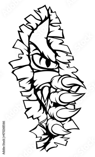 Monster With Talon Claw Tearing A Rip Through Wall